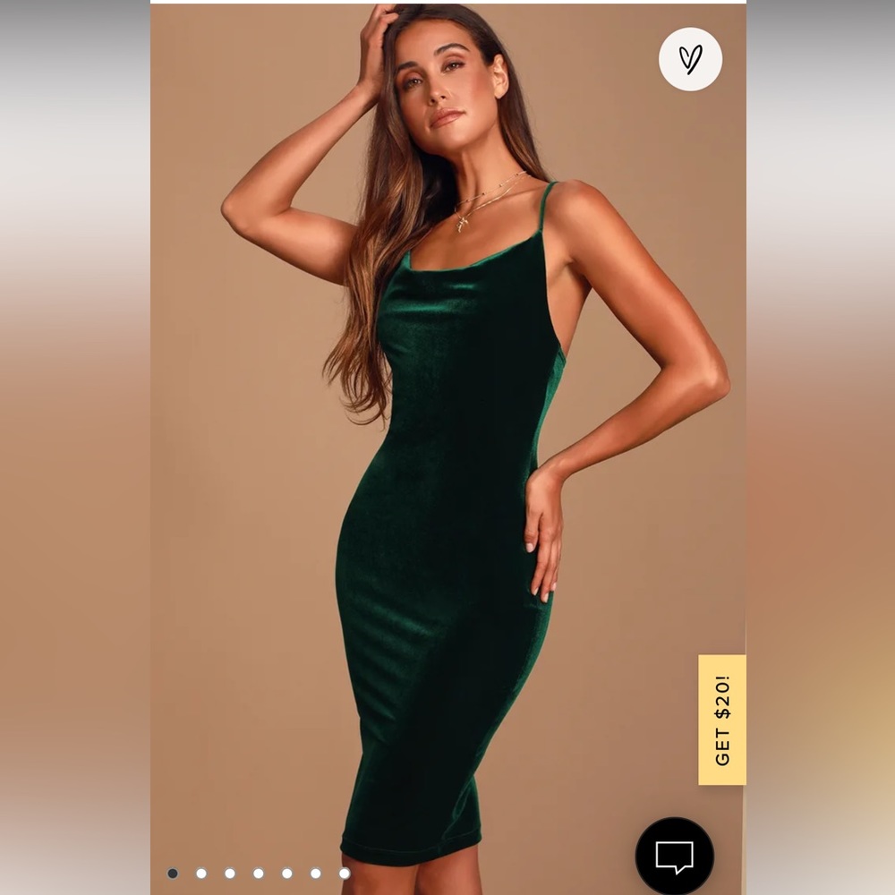 Lulus, large, velvet green dress, knee length